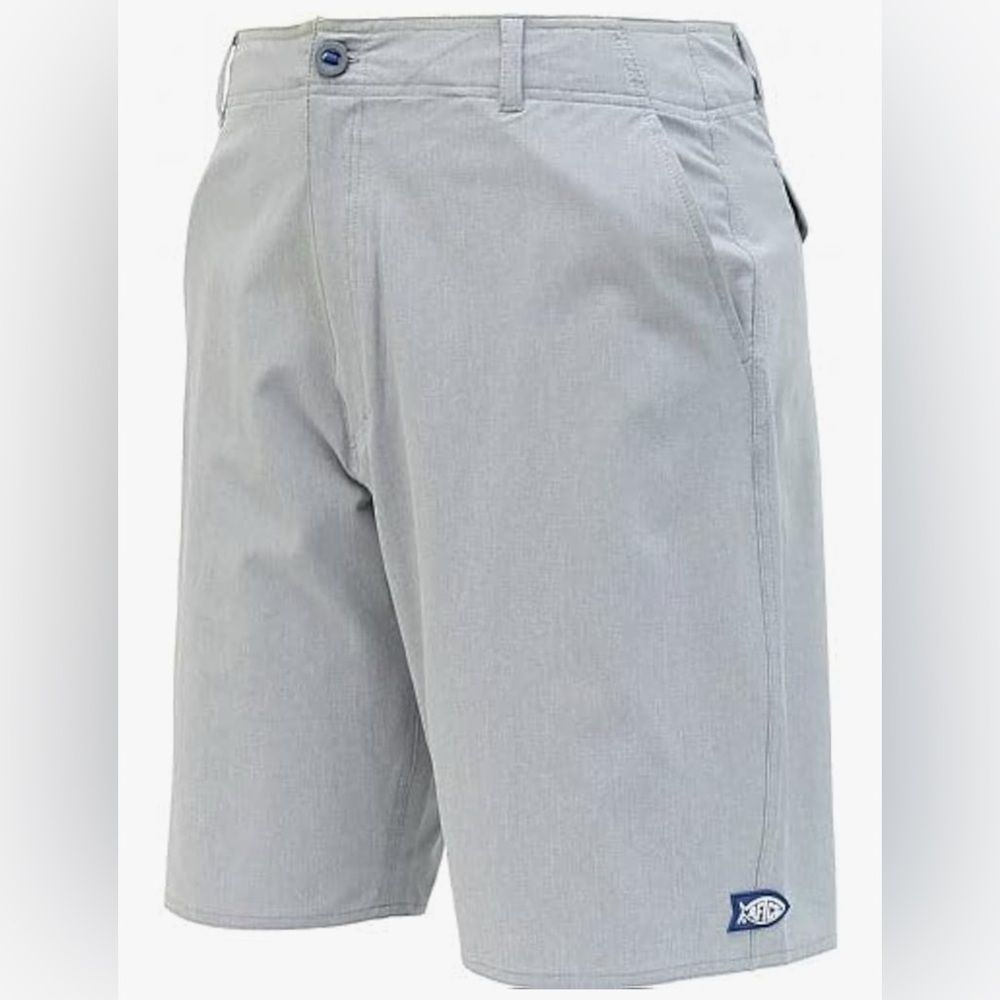 AFTCO Men's Classic Cloudburst Gray Flat-Front Fishing Shorts in Size 30 (EUC)